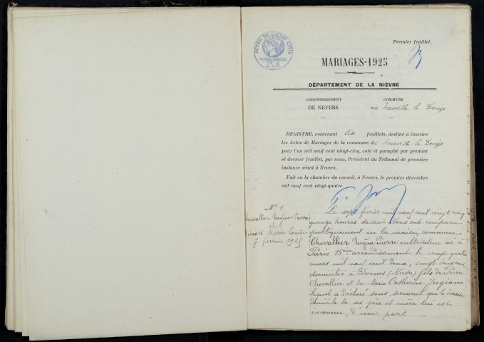 Neuville-lès-Decize : actes d'état civil.