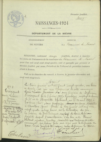 Varennes-lès-Nevers : actes d'état civil (naissances).