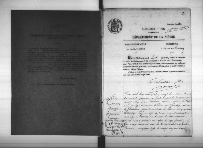 Dun-sur-Grandry : actes d'état civil.