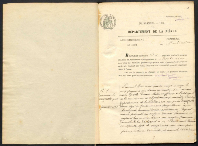 Montenoison : actes d'état civil.