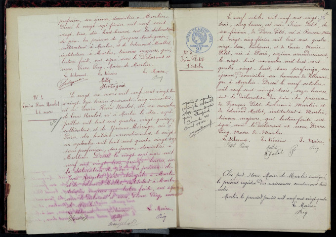 Murlin : actes d'état civil.