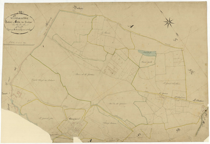 Limanton, cadastre ancien : plan parcellaire de la section A dite de Cordier, feuille 4