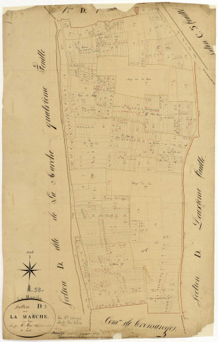 La Marche, cadastre ancien : plan parcellaire de la section D dite de la Marche, feuille 3