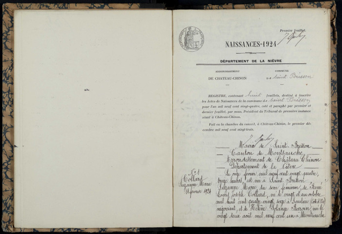 Saint-Brisson : actes d'état civil.