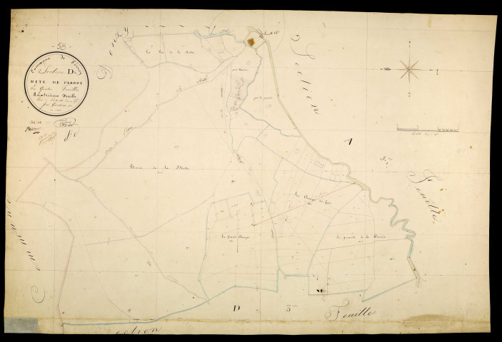 Perroy, cadastre ancien : plan parcellaire de la section D dite de Perroy, feuille 4