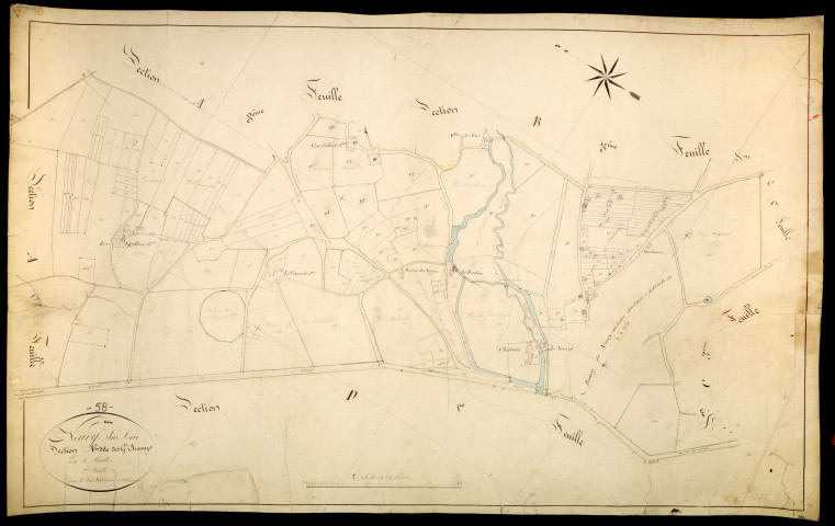 Neuvy-sur-Loire, cadastre ancien : plan parcellaire de la section A dite des Grands Champs, feuille 2