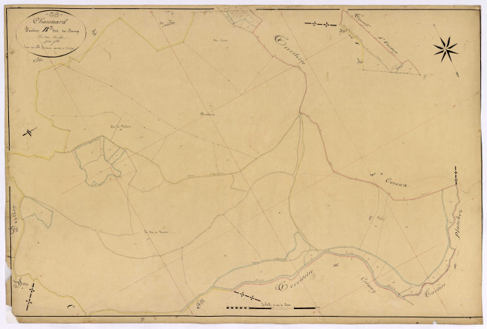 Chaumard, cadastre ancien : plan parcellaire de la section B dite du Bourg, feuille 3