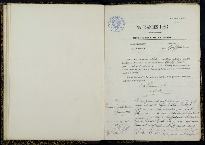 Neuffontaines : actes d'état civil.