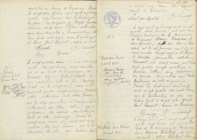 Tresnay : actes d'état civil.