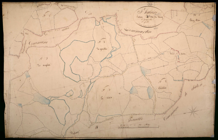 Saint-Hilaire-en-Morvan, cadastre ancien : plan parcellaire de la section B dite du Bourg, feuille 1