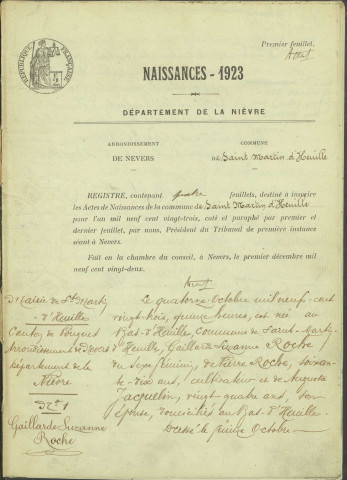 Saint-Martin-d'Heuille : actes d'état civil.