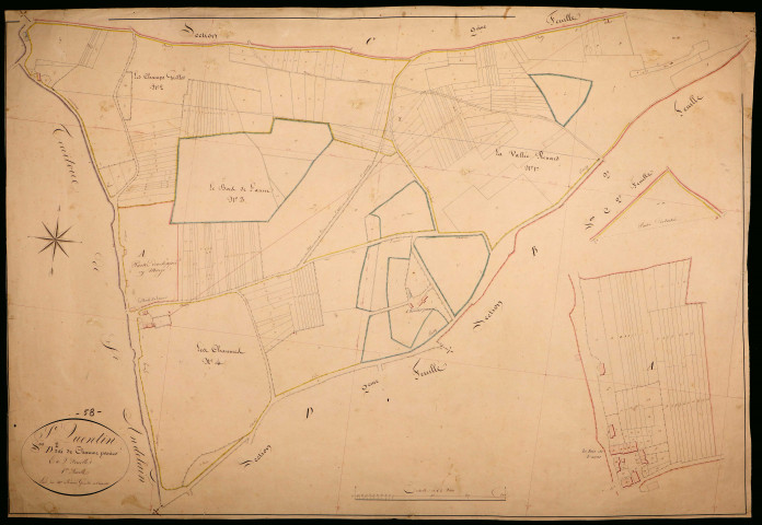 Saint-Quentin-sur-Nohain, cadastre ancien : plan parcellaire de la section D dite de Chaume Panier, feuille 1