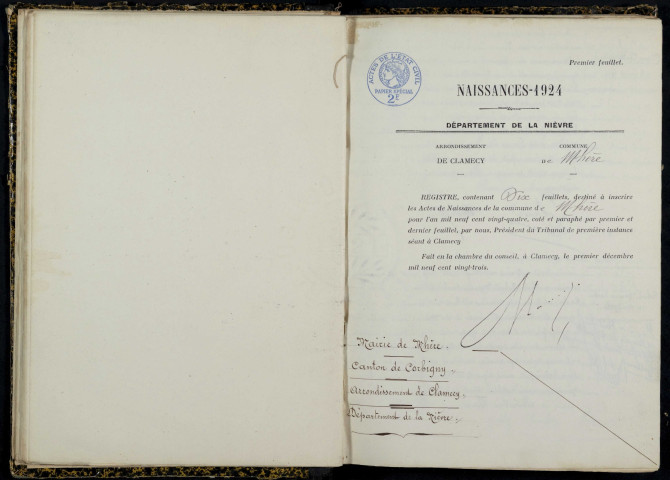 Mhère : actes d'état civil.