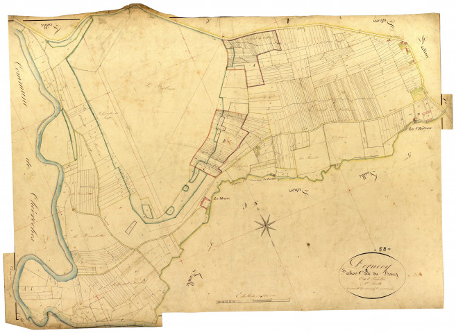 Dornecy, cadastre ancien : plan parcellaire de la section C dite du Bourg, feuille 1
