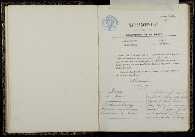 Nuars : actes d'état civil.