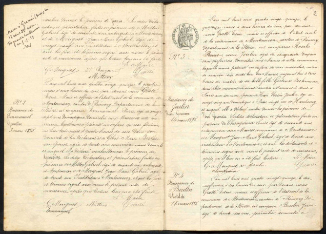 Montenoison : actes d'état civil.