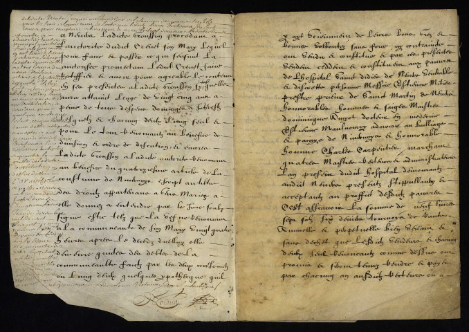 Biens et droits. - Rente annuelle constituée en 1609 par de Berault et consorts, amortissement par les ayant-droits en faveur de l'hôpital Saint-Didier de Nevers pour donation aux pauvres : copie d'une reconnaissance du 9 avril 1615.