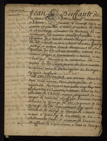 Fiefs de Sainte-Marie-de-Flagelles et Saint-Martin-de-La-Bretonnière à Sainte-Marie : terrier.