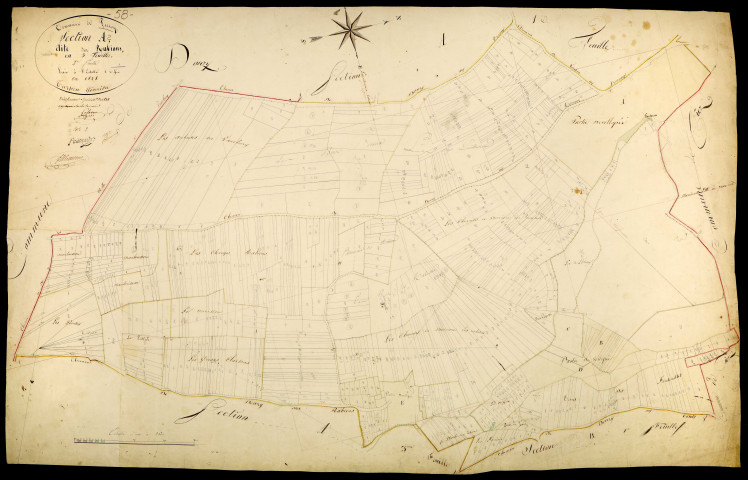 Perroy, cadastre ancien : plan parcellaire de la section A dite des Rabions, feuille 2