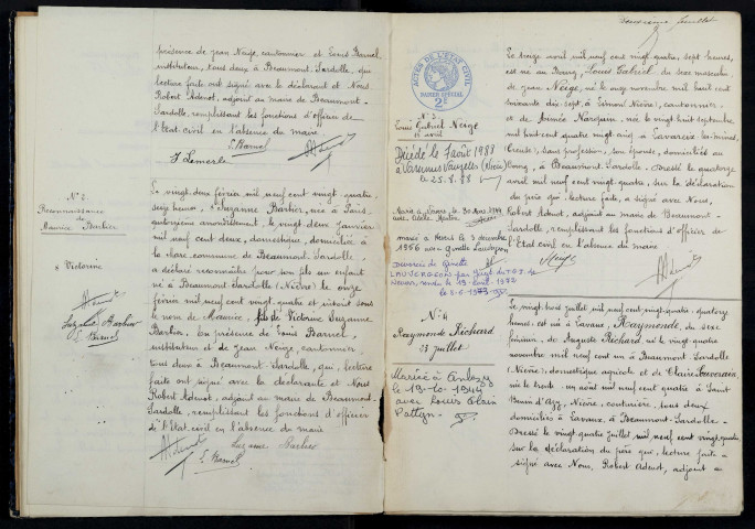 Beaumont-Sardolles : actes d'état civil.