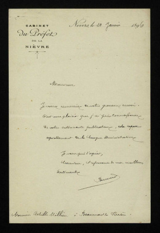 BONNEROT, employé de préfecture à Nevers : 1 lettre.