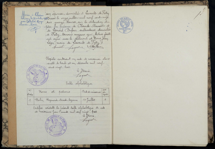 Lavault-de-Frétoy : actes d'état civil.