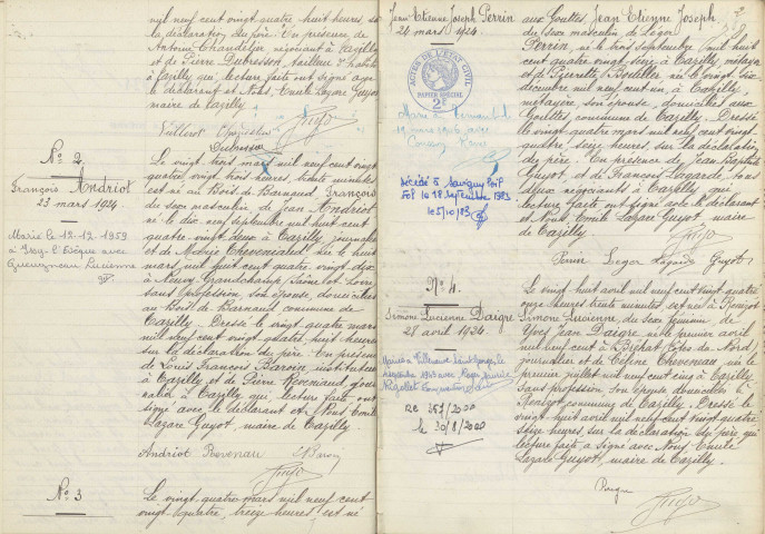 Tazilly : actes d'état civil.