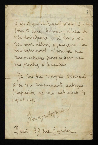 BRINDEJOUT (P.), employé au Service des enfants assistés de la Seine : 4 lettres.