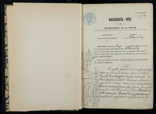 Planchez : actes d'état civil.