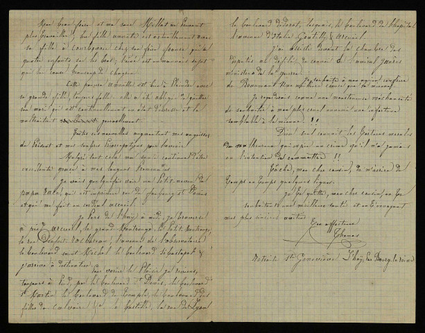 MILLIEN (Thomas), cousin d'Achille Millien (né en 1829) : 1 lettre.