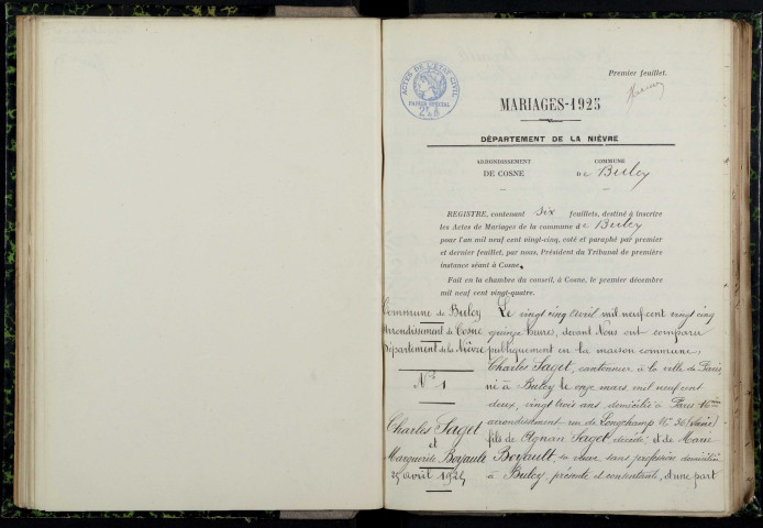 Bulcy : actes d'état civil.