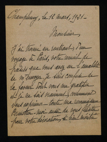 COUGNOT (Lucie), à Champlemy (Nièvre) : 2 lettres.