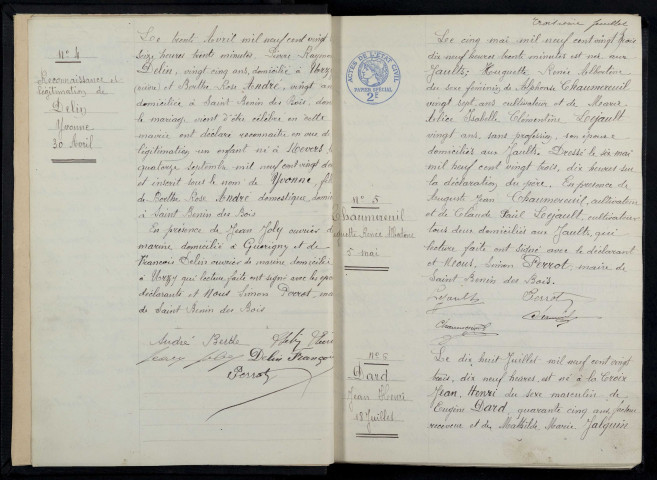 Saint-Benin-des-Bois : actes d'état civil.