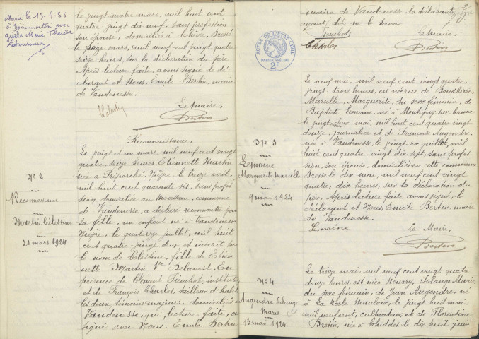 Vandenesse : actes d'état civil.