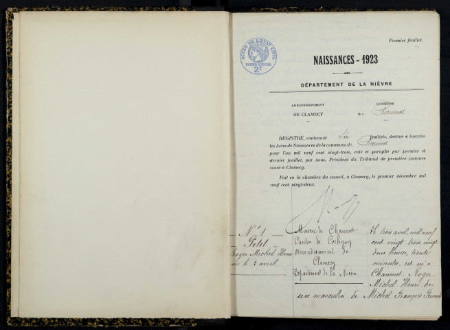 Chaumot : actes d'état civil.