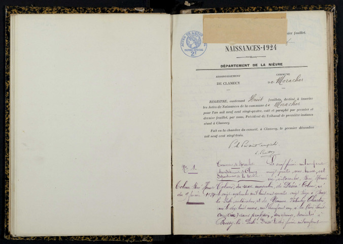 Moraches : actes d'état civil.