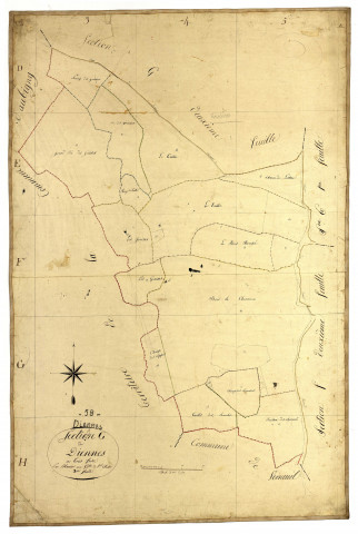 Diennes-Aubigny, cadastre ancien : plan parcellaire de la section G dite de Diennes, feuille 2