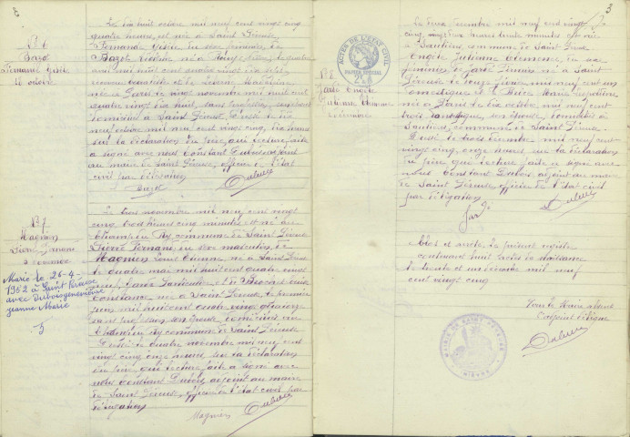 Saint-Péreuse : actes d'état civil.