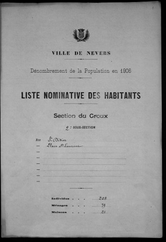 Nevers, Section du Croux, 2e sous-section : recensement de 1906