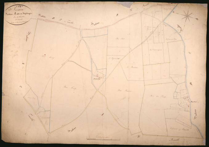 Saint-Vérain, cadastre ancien : plan parcellaire de la section A dite de Betphaget, feuille 2