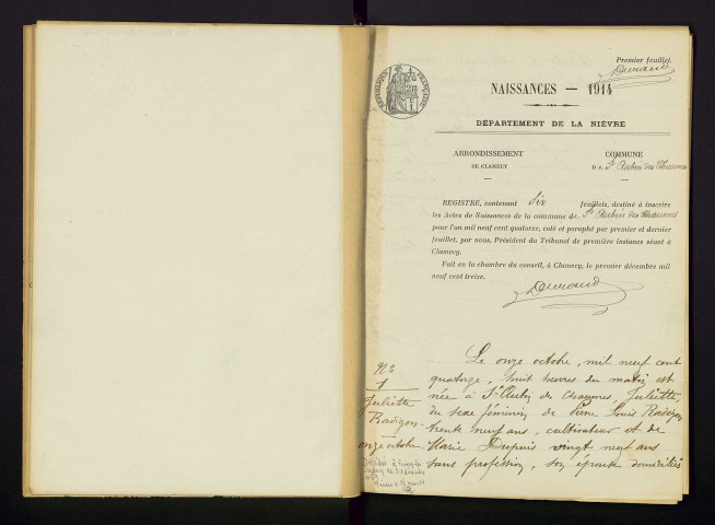 Saint-Aubin-des-Chaumes : actes d'état civil.