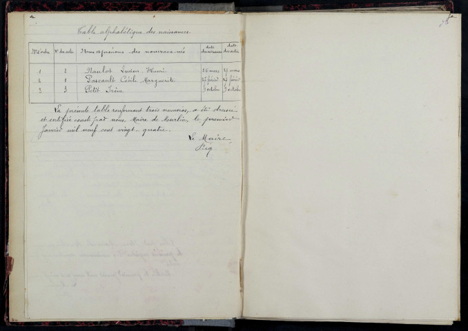 Murlin : actes d'état civil.