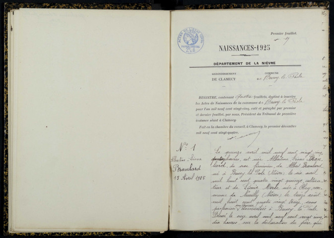 Bussy-la-Pesle : actes d'état civil.