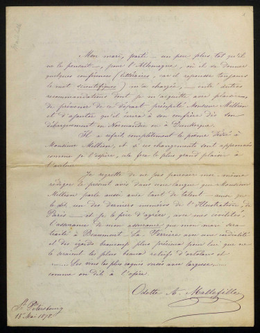 MALLEFILLE (Odette), épouse de Léonce Mallefille : 3 lettres, manuscrits.