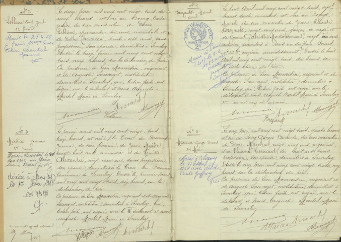 Sémelay : actes d'état civil.