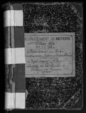 Bureau de Nevers, classe 1874 : fiches matricules n° 1 à 1783