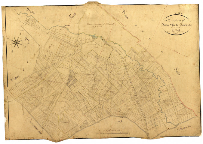 Dornecy, cadastre ancien : plan parcellaire de la section C dite du Bourg, feuille 3