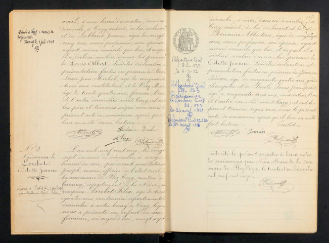 Flez-Cuzy : actes d'état civil.