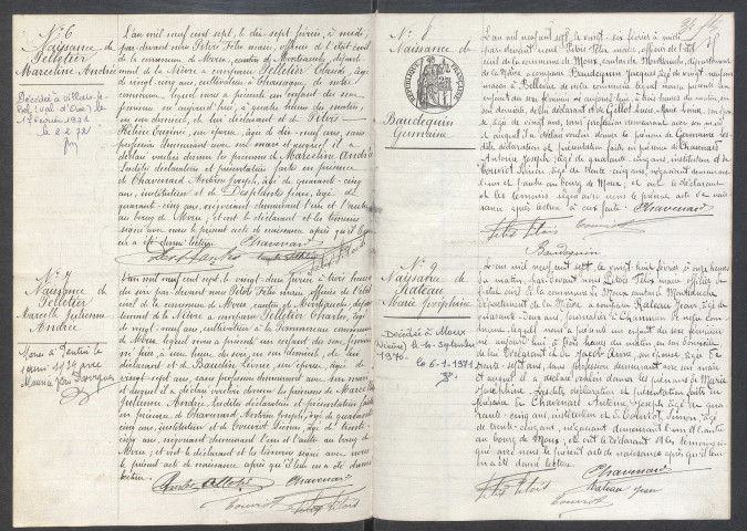 Moux-en-Morvan : actes d'état civil.