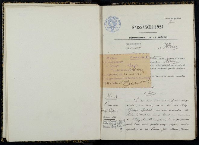 Héry : actes d'état civil.